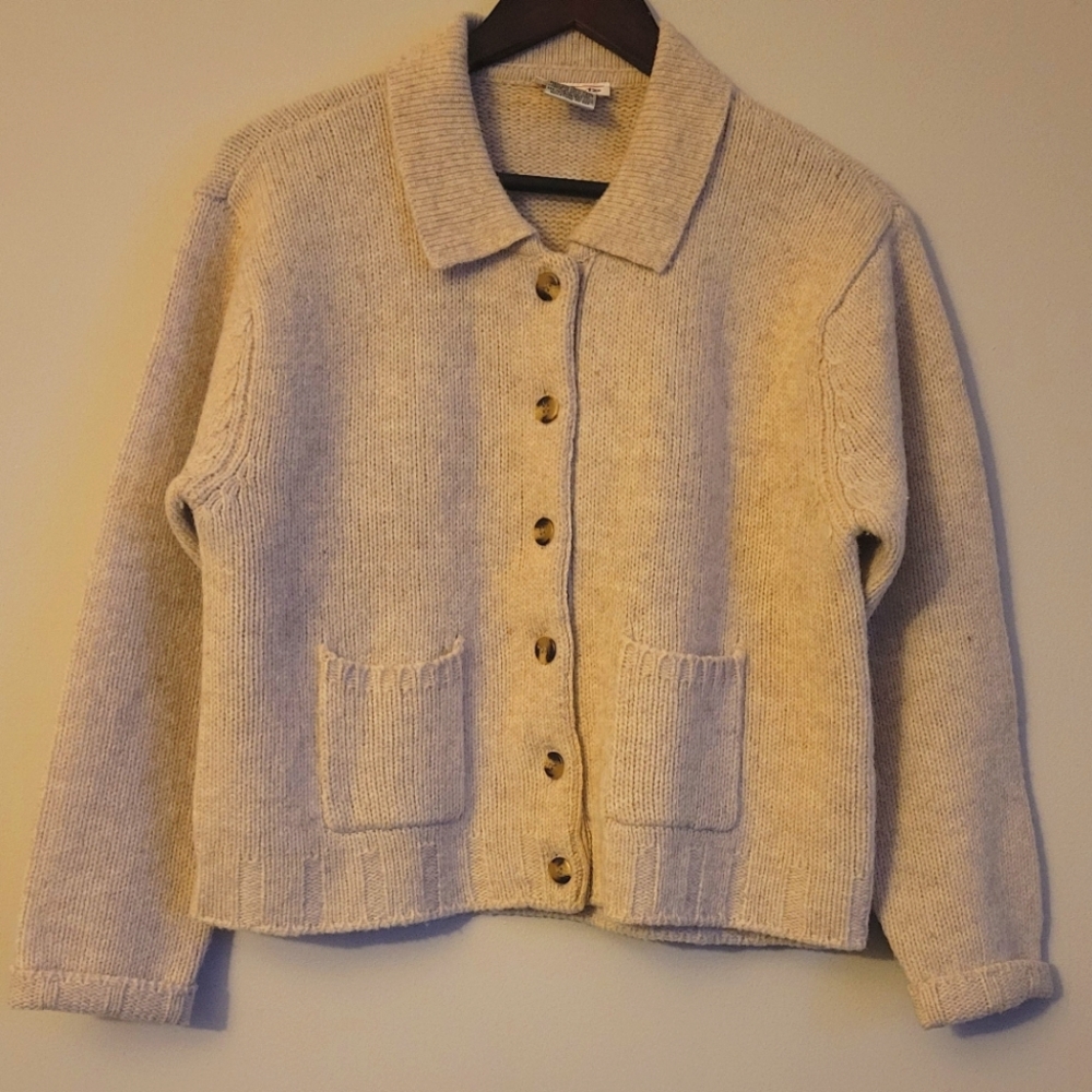 Talbots Cream Button-Up Cardigan